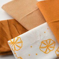 Hand Printed Fabric Bundle, Yellow Petunia