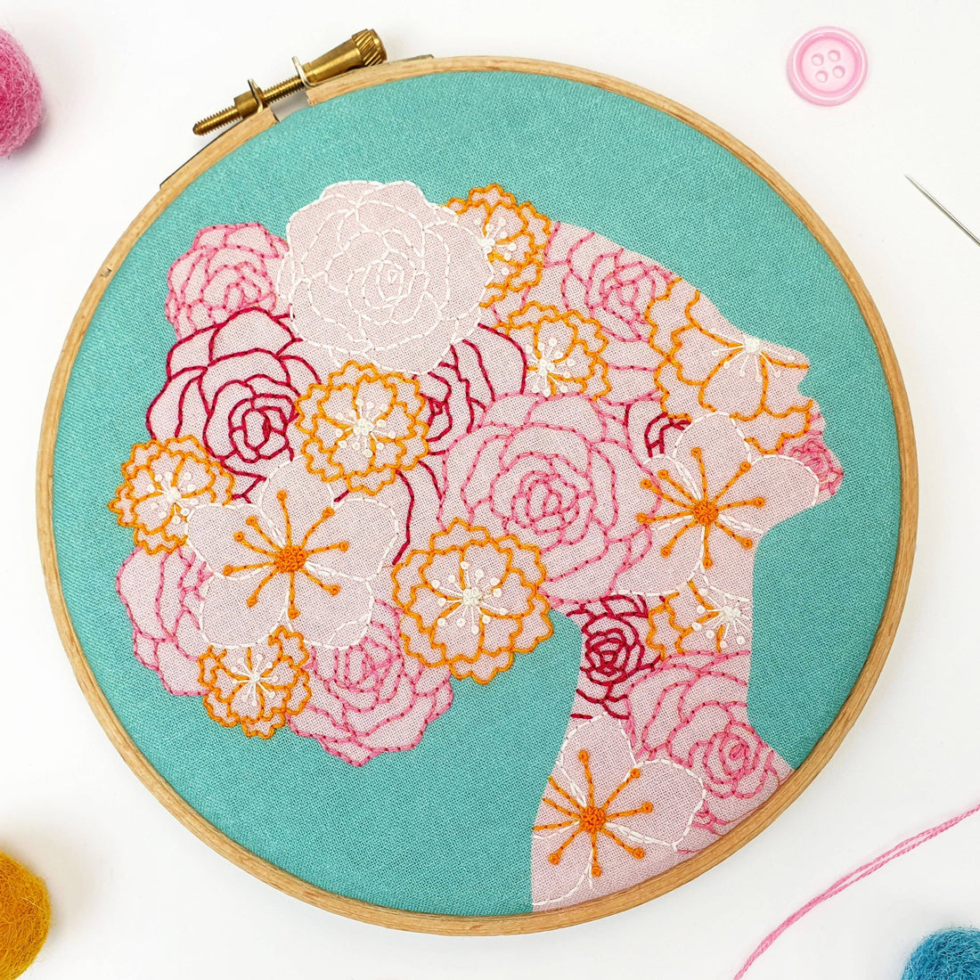 She Blooms Feminist Handmade Embroidery Kit Hoop Art