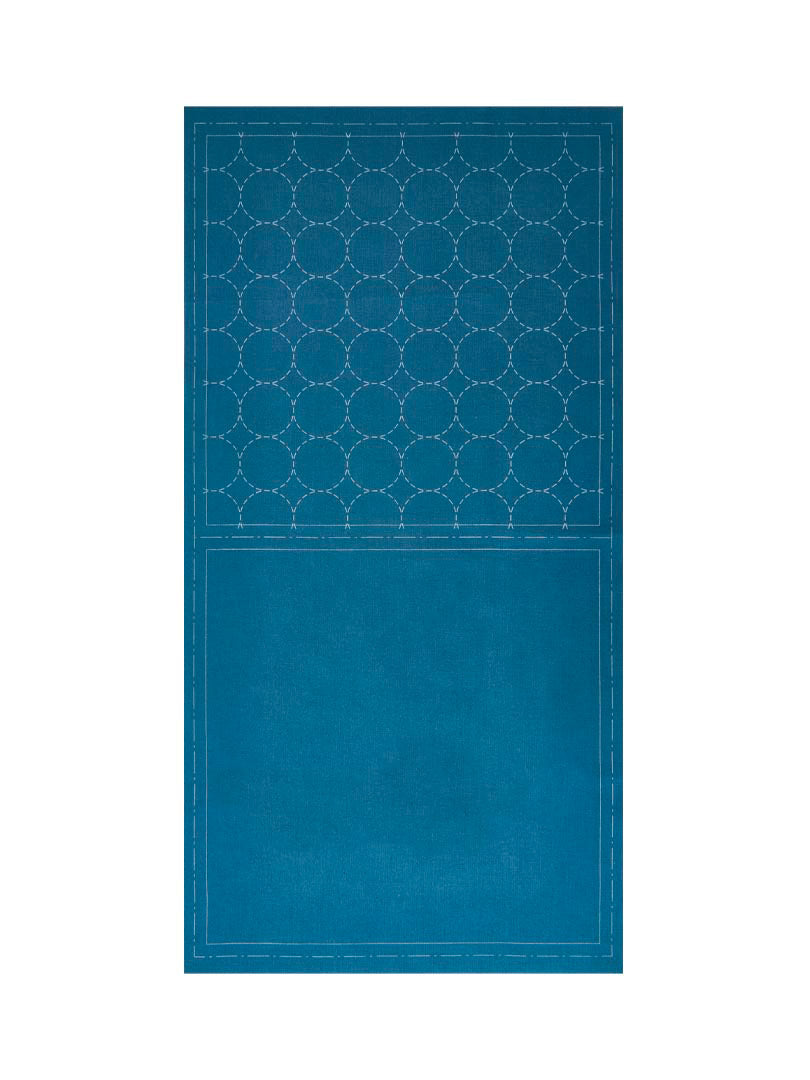 Sashiko Pre-printed Panel - HM-01 - Fans & Tumbling Blocks with Traditional  Sashiko Motifs - DARK NAVY