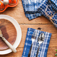 Toto cloth dinner napkin in checkered indigo | Brooklyn Haberdashery