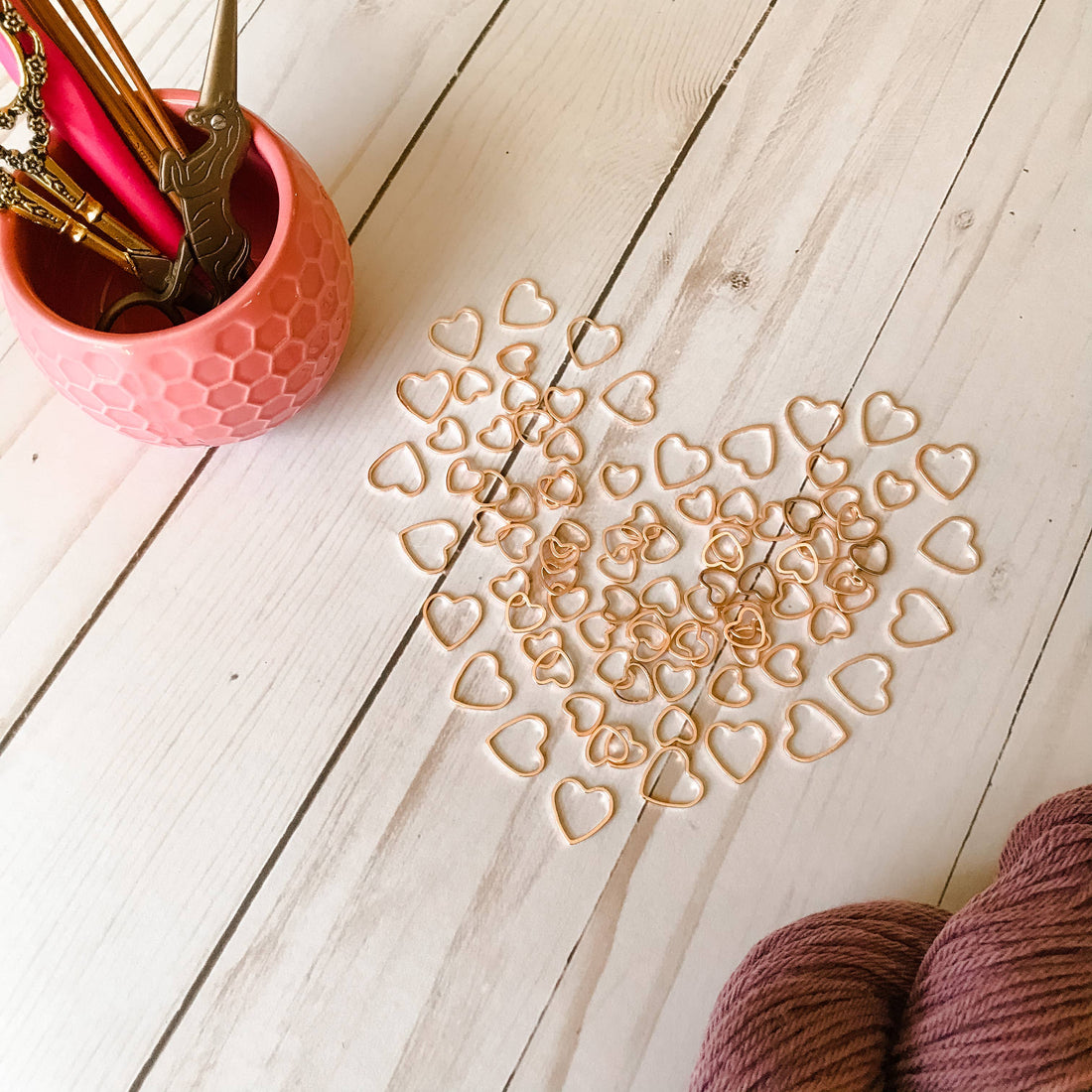 Heart Stitch Markers, Rose Gold
