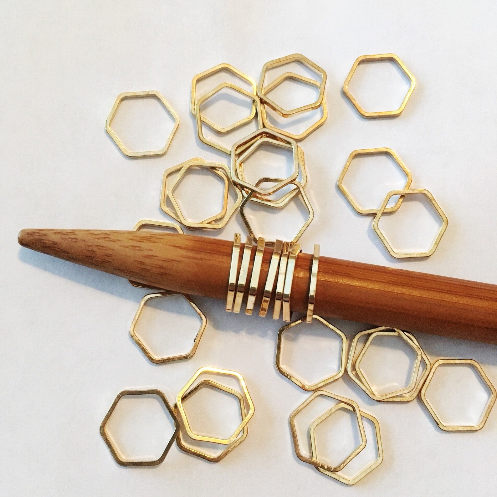 Hexagon Stitch Markers, Gold Brooklyn Haberdashery