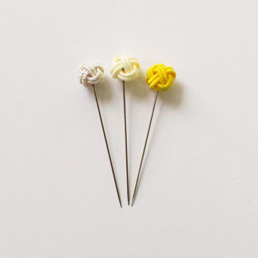 Cohana Iida Mizuhiki Sewing Pins, Set of 3 in Yellow | Brooklyn Haberdashery