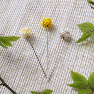 Cohana Iida Mizuhiki Sewing Pins, Set of 3 in Yellow | Brooklyn Haberdashery