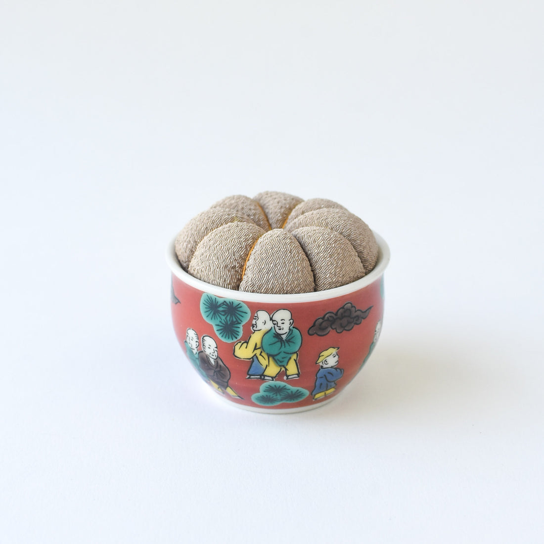 Kutani Pin Cushion, Bisque Mokubei