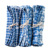Toto cloth dinner napkin set of 3 in checkered indigo | Brooklyn Haberdashery