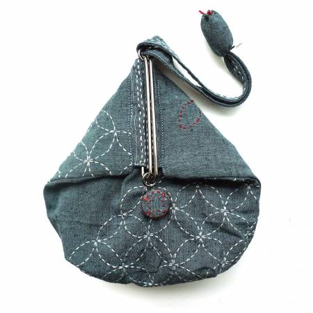 Sashiko Pouch Kit with Slide Clasp, Blue