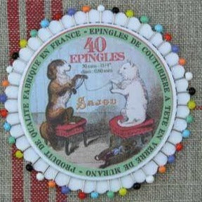 Glass Head Pin Rosettes--Cat & Dog