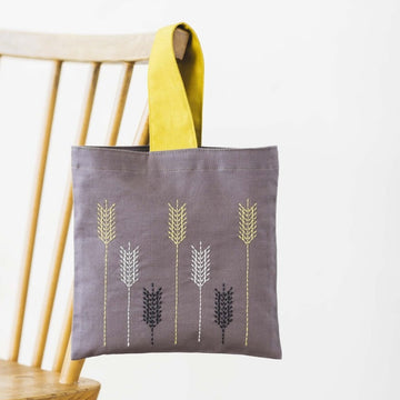 Sashiko Embroidery Mini Tote Kit, Wheat