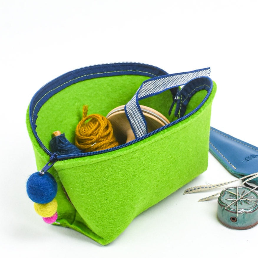 Brigid Wool Pouch, Apple green