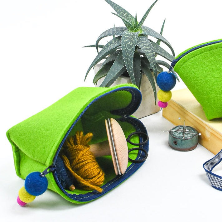 Brigid Wool Pouch, Apple green
