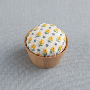 Wood Bowl Pin Cushion Embroidery Kit, Yellow Flower